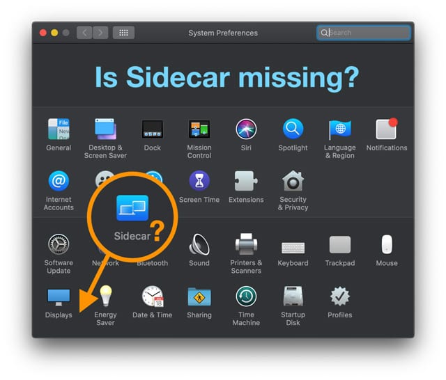 missing sidecar from Mac system preferences