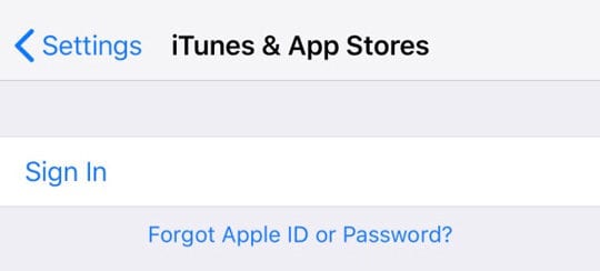 App Store and iTunes Store Apple ID sign in page