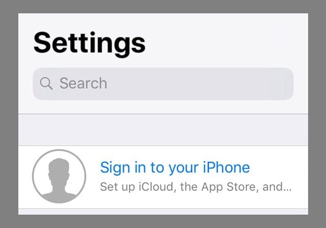 Sign into an iPhone with Apple ID in Settings App