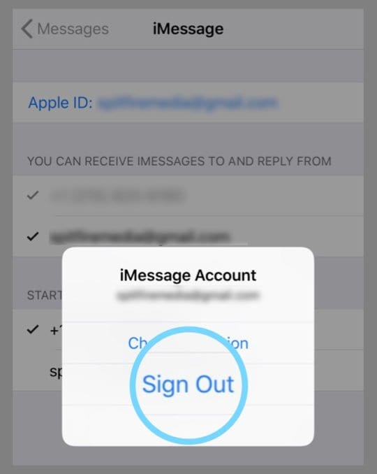 iMessage Sign Out on iPhone or iPad