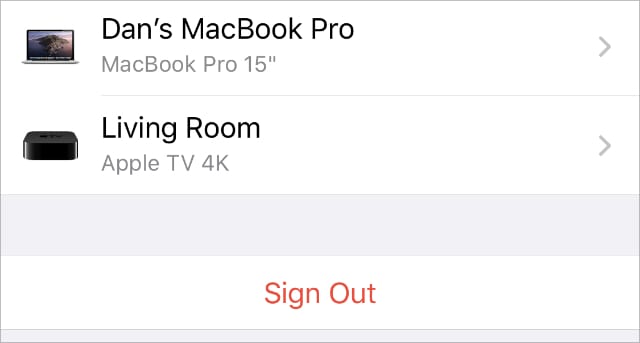 Sign Out option from iPhone Apple ID or iCloud settings