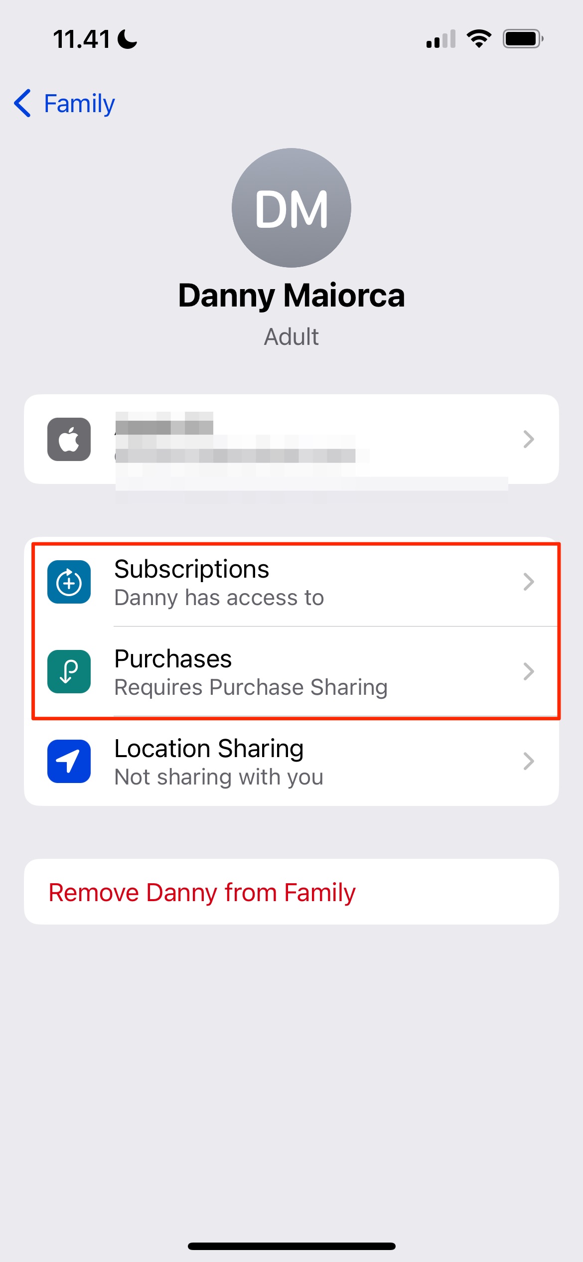 Choose Subscriptions and Purchases on iOS