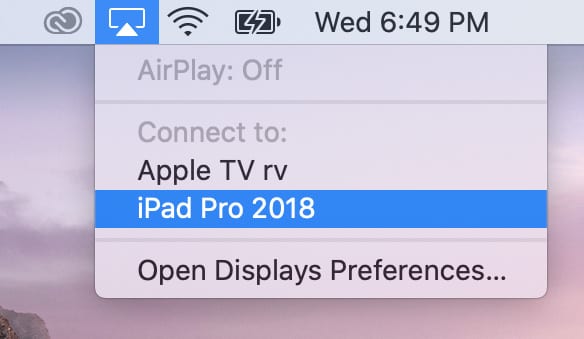 launch sidecar via AirPlay at top of Mac