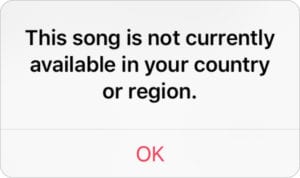 This song is not available in your country or region error message