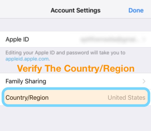 apple id country and region settings