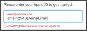 Your email address is not an Apple ID message.