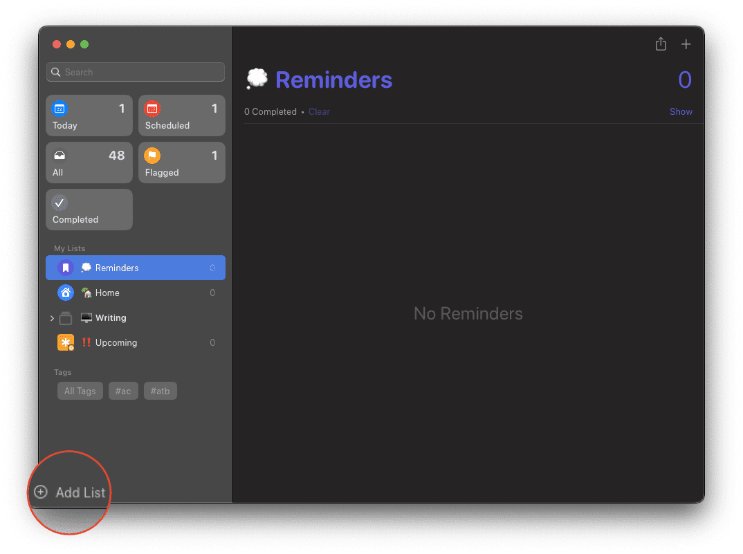How to create templates in Reminders on Mac - 1